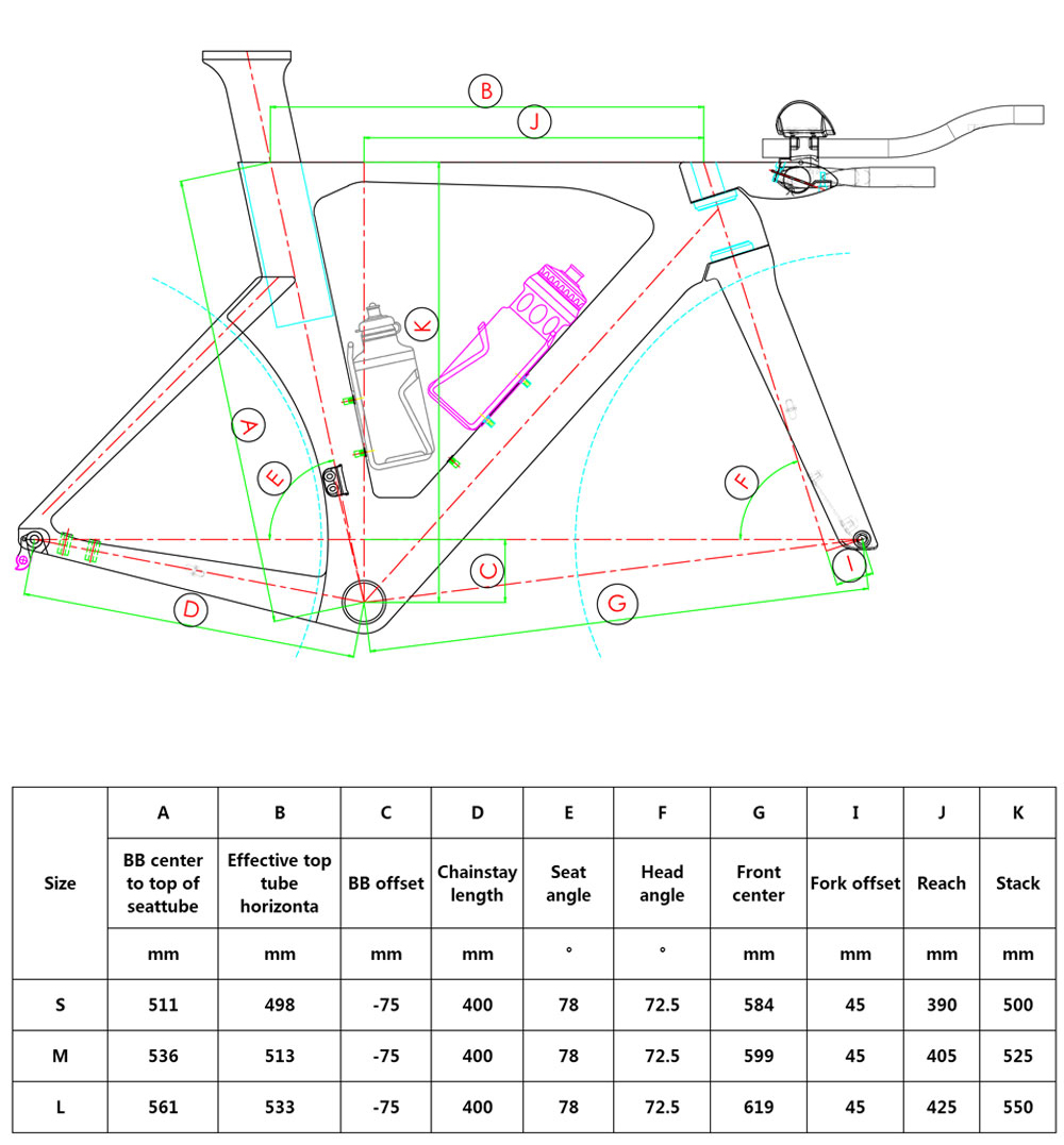Rinasclta 2022 triathlon bike frameset geometry