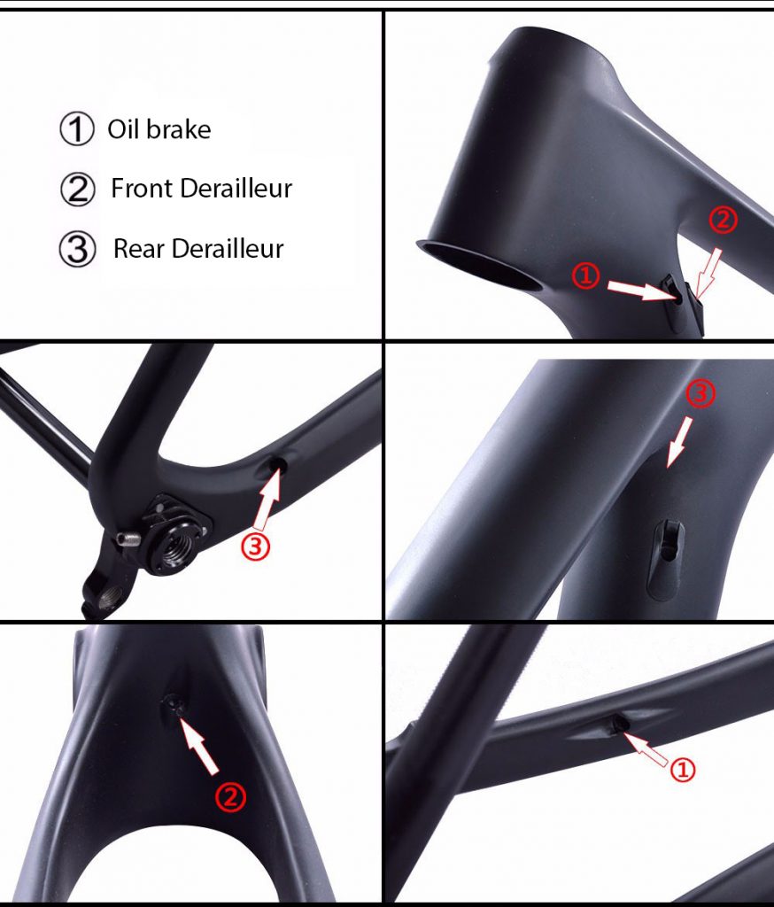 29er carbon mtb hardtail frame inner cable route guide