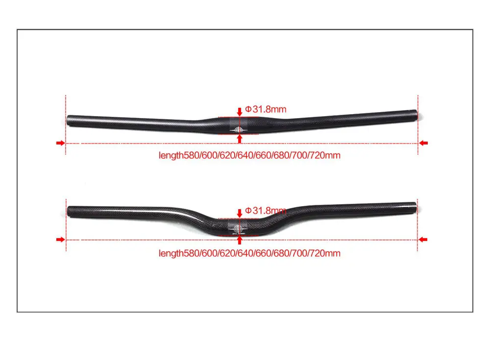 carbon MTB handlebar  31.8mm*580-720mm 3K matt/glossy bicycle Flat Rise Bar