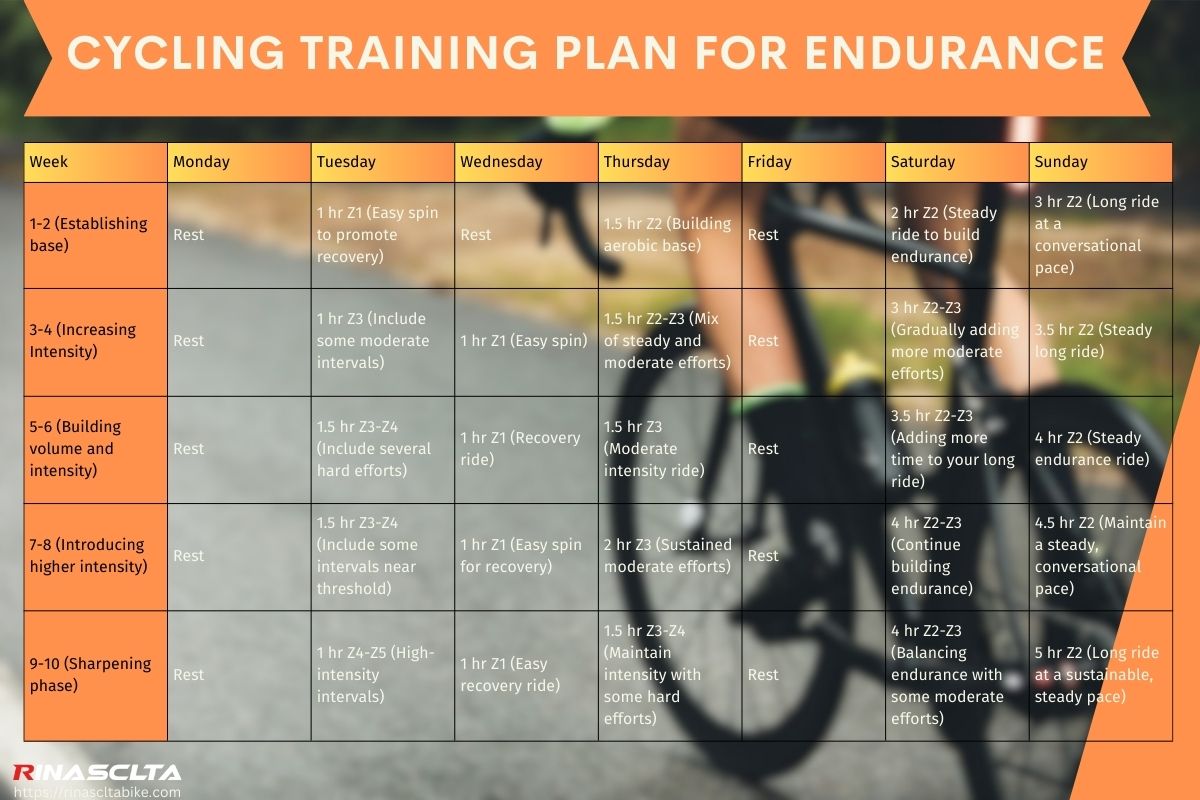 Cycling training plan for endurance