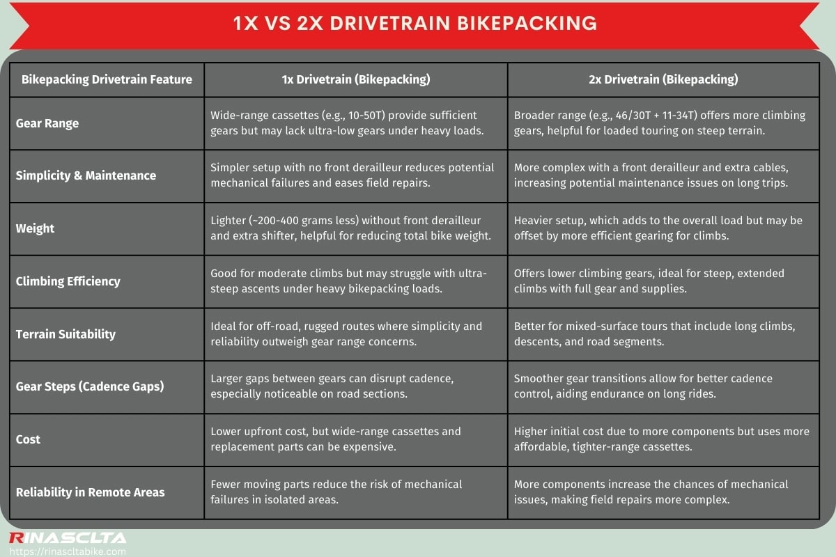 1x vs 2x drivetrain bikepacking