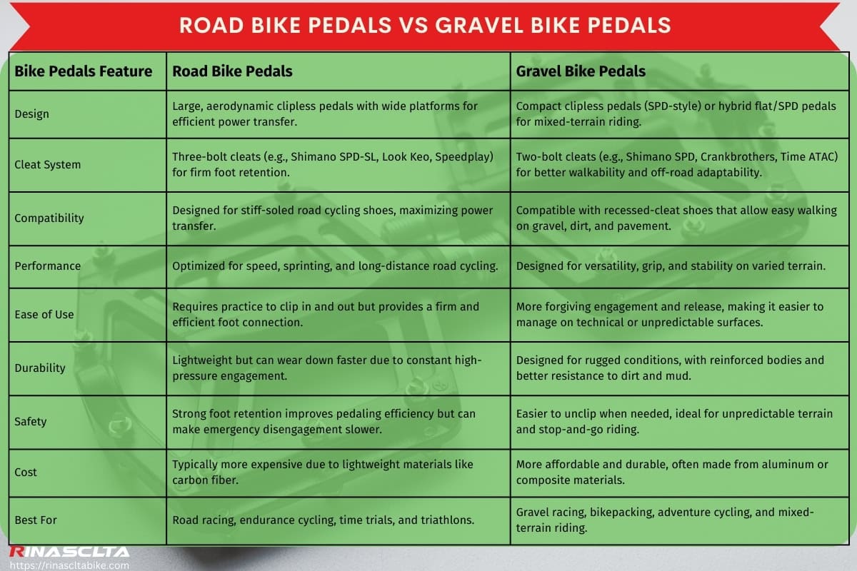 Road bike pedals vs gravel bike pedals