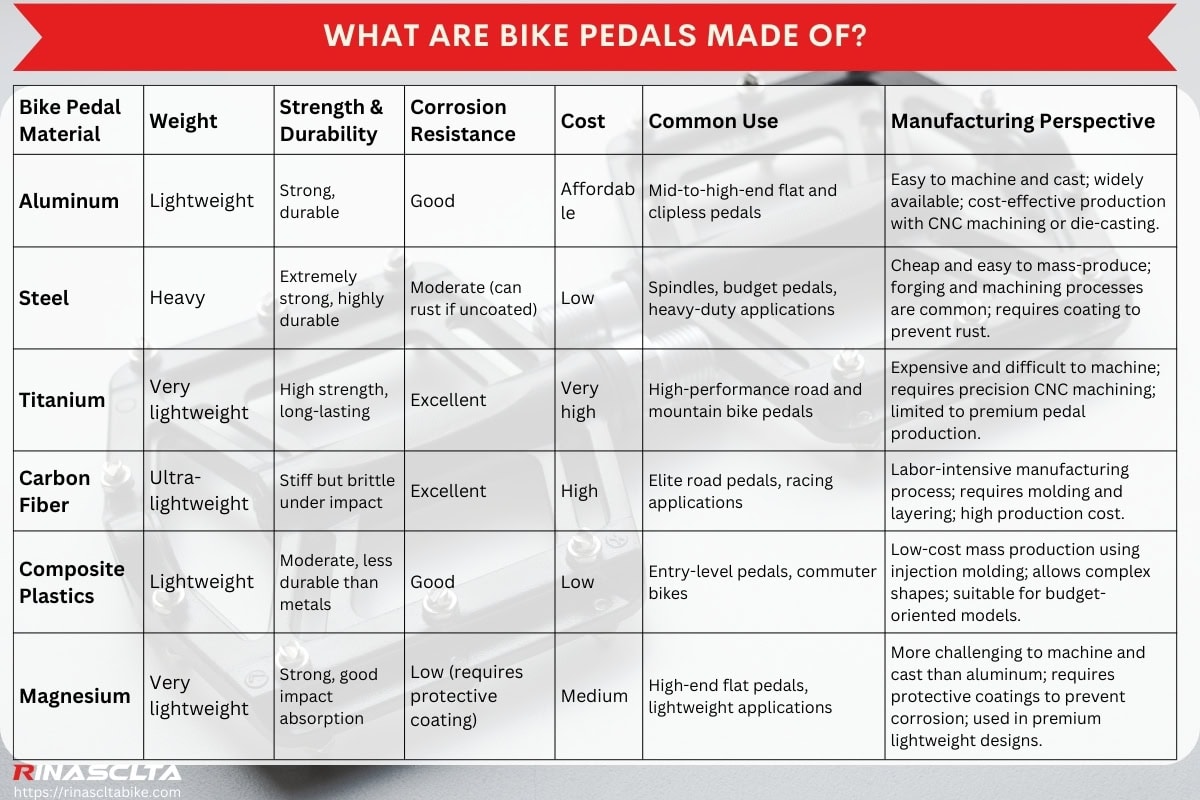 What are bike pedals made of