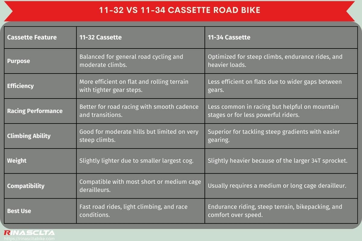Bike cassette: definition, types, compatibility and how to choose 11-32 vs 11-34 cassette road bike
