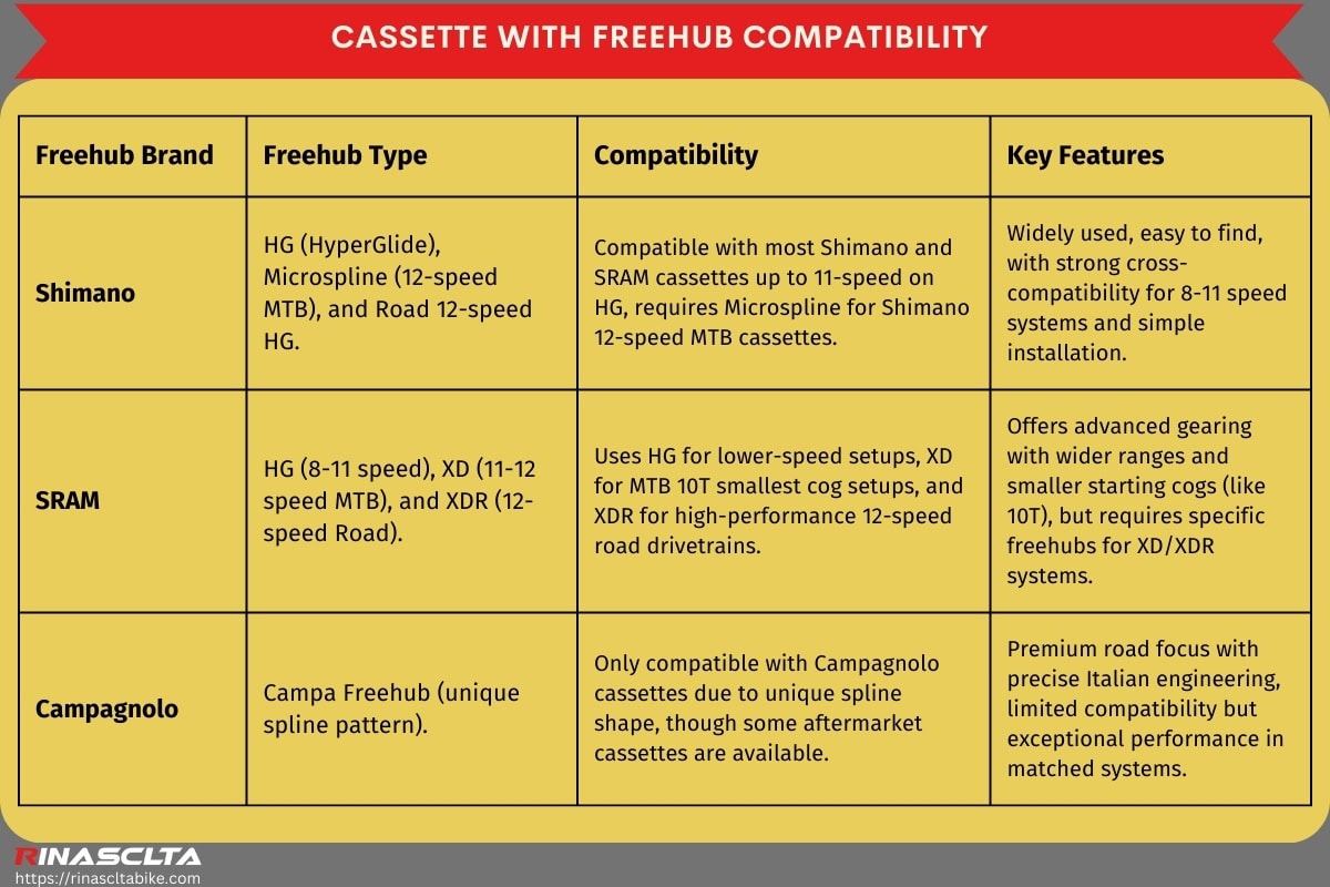 Bike cassette: definition, types, compatibility and how to choose Cassette with freehub compatibility