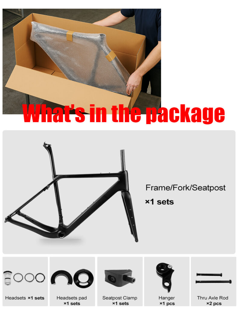 Rinasclta carbon gravel framset GR025 max 50mm tire clearance packing