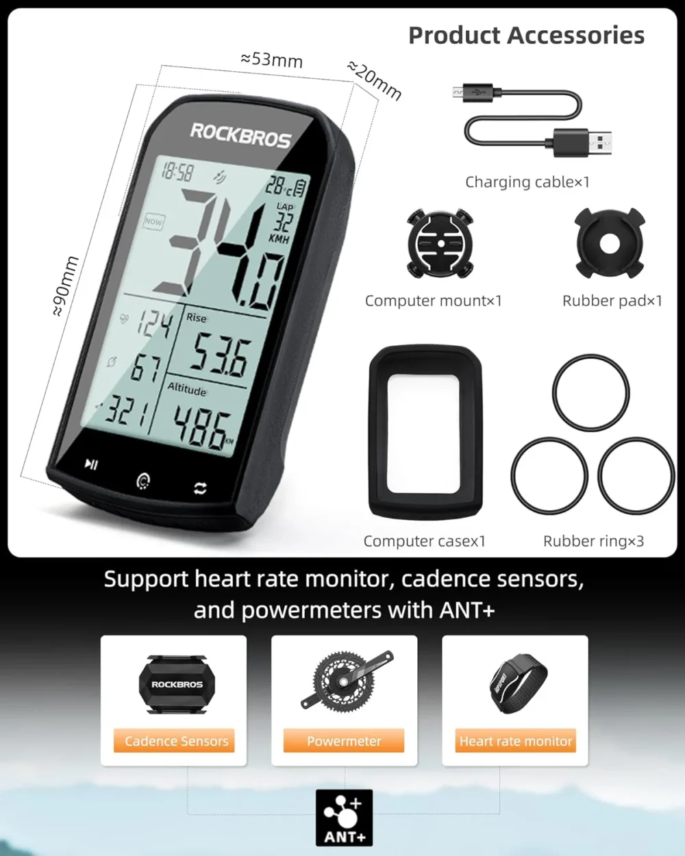 Rockbros M1 bike wireless computer GPS accessories ant