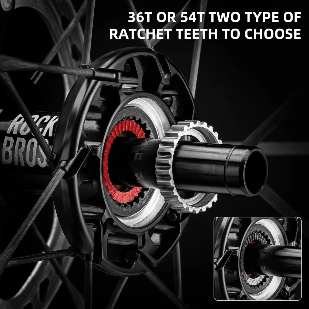 Rockbros carbon fiber ratchet hub wheelset carbon spokes 36T 54T ratchet hub.jpg