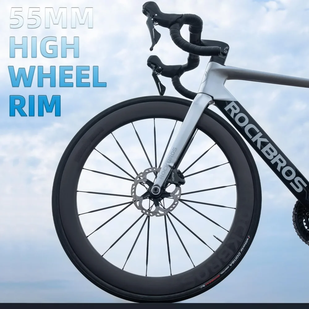 Rockbros carbon fiber ratchet hub wheelset carbon spokes 55mm depth