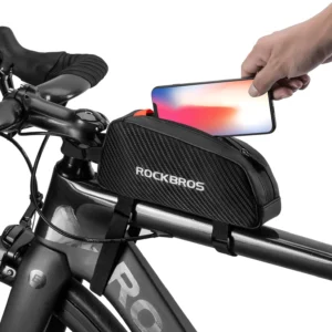 ROCKBROS waterproof bike frame top tube bag carbon pattern