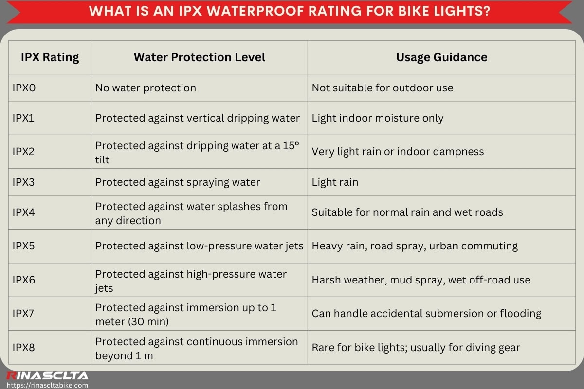 Bike lights: definition, types and how to choose What is an IPX waterproof rating for bike lights