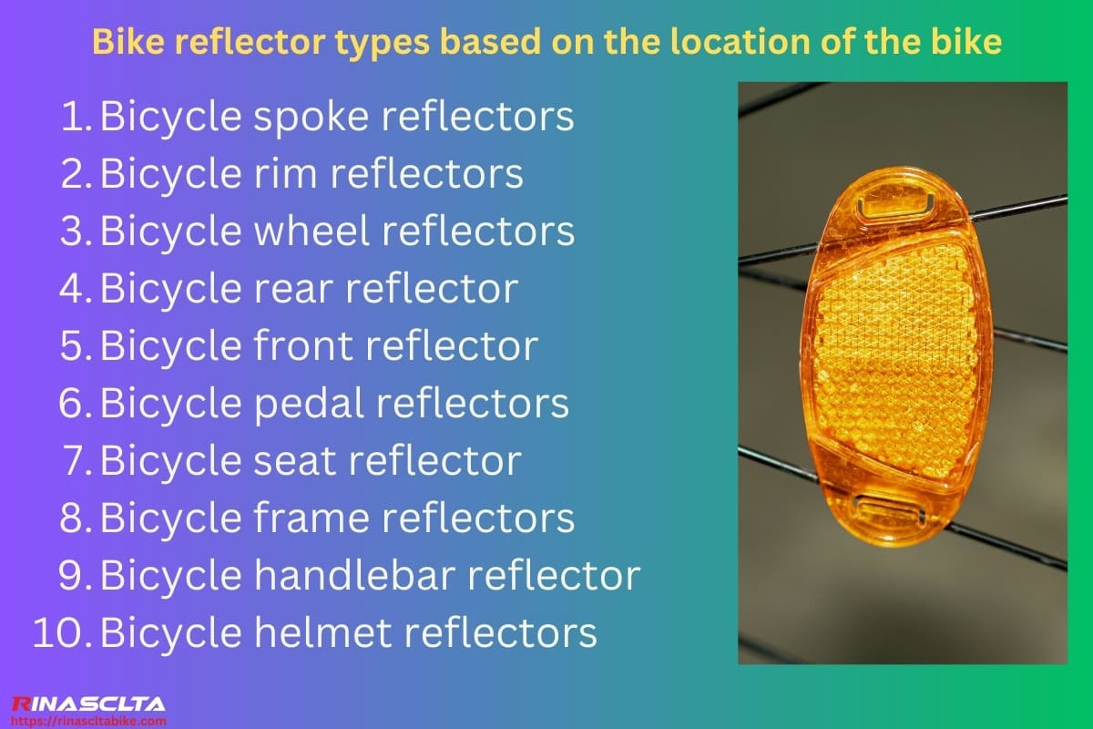 Bike reflector types based on the location of the bike