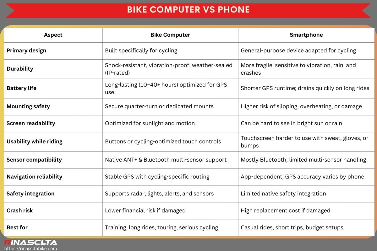 Bike computer: definition, types and how to choose Bike computer vs phone