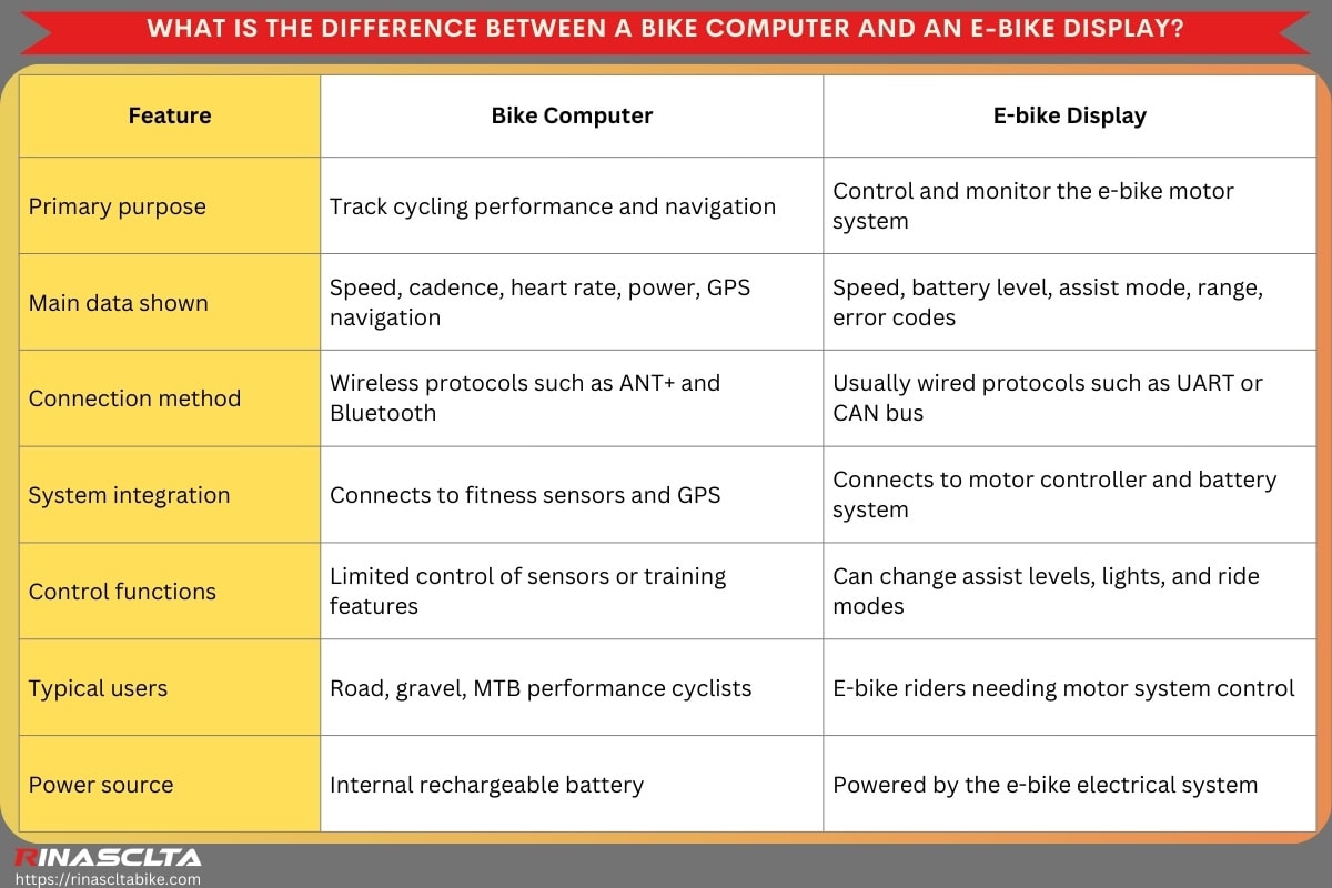What is the difference between a bike computer and an e-bike display