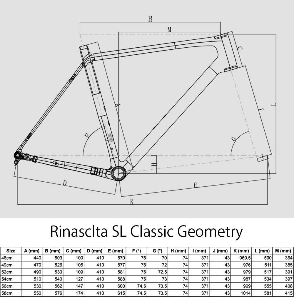 Rinasclta SL classic lightweight carbon road bike frame T47 UDH geometry