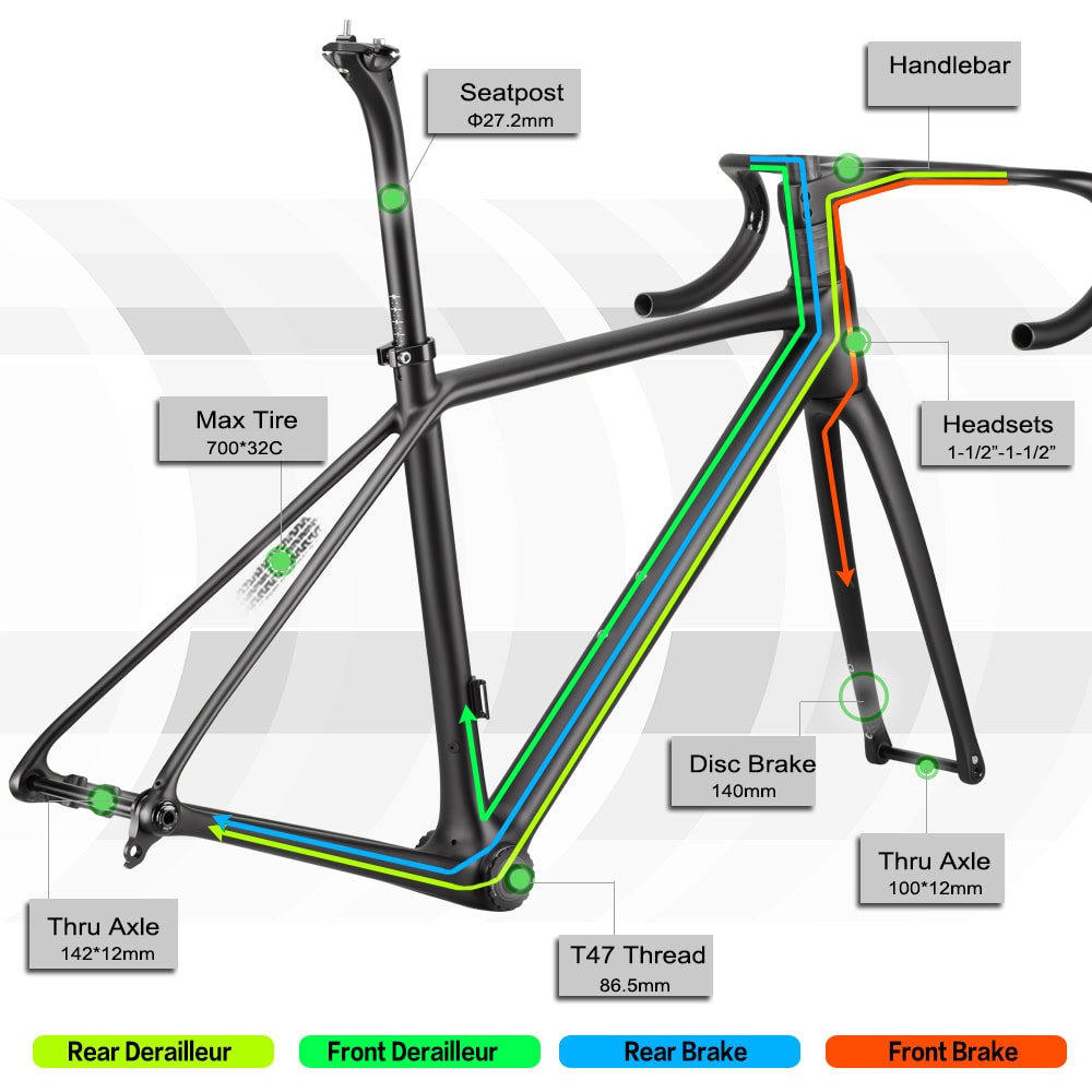 Rinasclta SL classic lightweight carbon road bike frame T47 UDH internal cable route guide