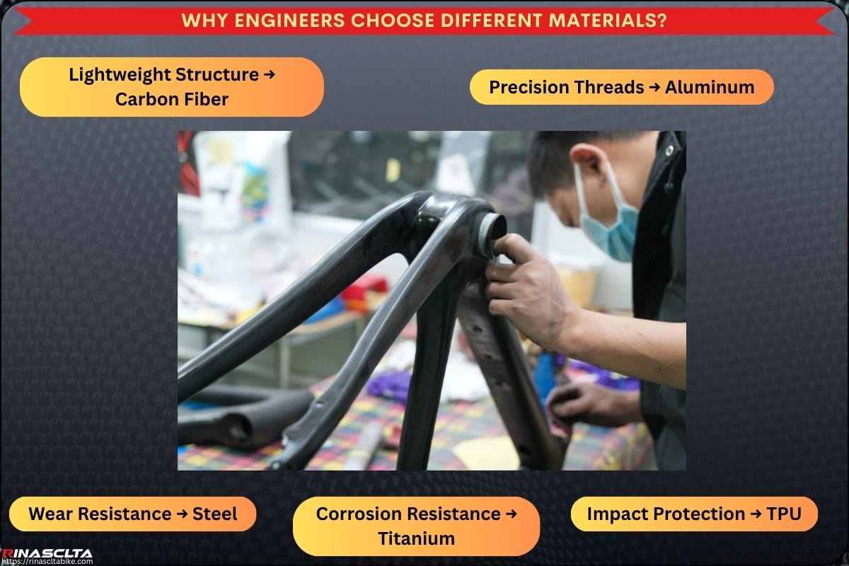 Material Selection in Modern Bike Frame Design: carbon fiber, aluminum, titanium, steel, TPU and more Why Engineers Choose Different Materials