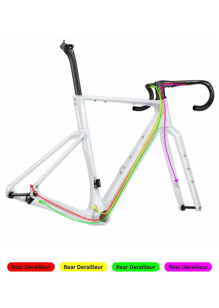 Rinasclta GR MAX Frameset | Carbon Aero Gravel Bike Frame Max Tire Size 700x57c | T47+ UDH Rinasclta GR MAX internal cable route